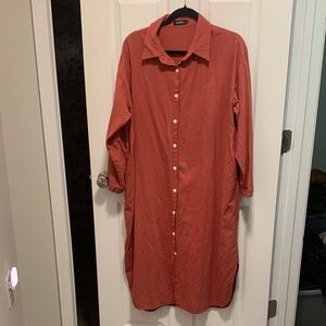 Rust Button-Up Shirt Dress